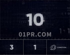 Pr模板片头 10秒数码科技动态故障倒计时logo演绎 Pr模板标志